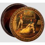 Lackdose mit Napoleon-Darstellung, Frankreich oder Braunschweig, 1. Hälfte 19. Jhdt. Runde