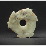 A Jade Xuanji, Longshan Culture 龍山文化玉璇璣 Flat with a central hole. A superior jade piece with rare