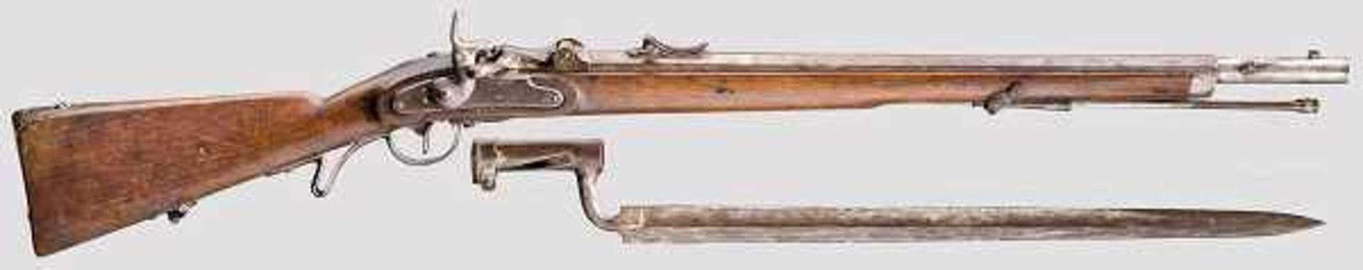 Jägerstutzen Wänzel M 1862/67 Kal. 13,9 mm, Nr. 546. Fast blanker Oktogonlauf mit scharfem Zug/