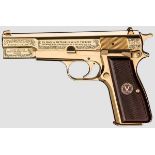 FN HP, Commemorative World War II, vergoldet, in Schatulle Kal. 9 mm Luger, Nr. 245NW83332 /