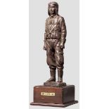 Bronzefigur eines Kamikazepiloten der Kaiserlichen Marineluftwaffe um 1944/45 Bronze, braun