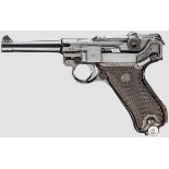 Pistole 08 Mauser-Banner 1939, Polizei Kal. 9 mm Luger, Nr. 3800w. Nummerngleich bis auf