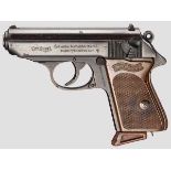 Walther PPK, Ulm Kal. 9 mm kurz, Nr. 119785A. Nummerngleich. Blanker Lauf. Sechsschüssig. Dt.