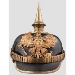 Helm für Fähnriche der Hannoverschen Infanterie-Regimenter 74, 77, 78, 164 oder 165 Schwarz gelackte