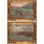 Emile Chepfer (1876 - 1944) - zwei Gemälde mit Kürassieren und Dragonern Premier Empire Öl auf