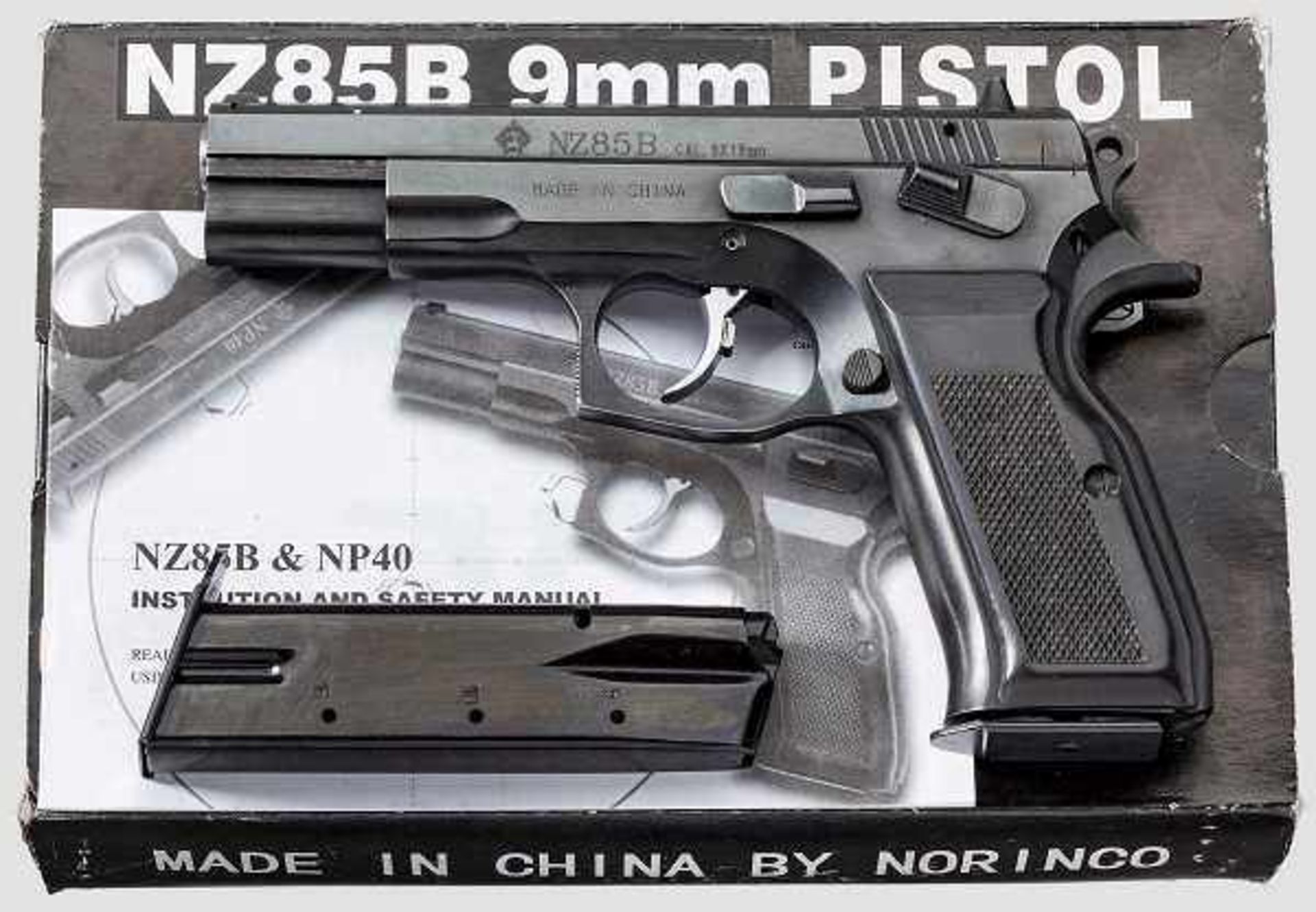 Norinco Mod. NZ 85 B (CZ 75), im Karton Kal. 9 mm Luger, Nr. 100009. Nummerngleich. Blanker,