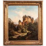 Hermann Bennekenstein, "Burg Eltz", datiert 1871 Öl auf Leinwand. Stimmungsvoll und gekonnt