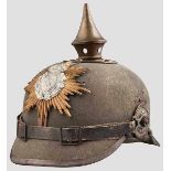 Helm um 1915 für Mannschaften der Infanterie Ersatzfertigung aus feldgrauem Filz mit