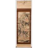 Rollbild, China Aquarellierte, polychrome Tuschezeichnung der Sieben Weisen mit ihren jeweiligen