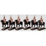 Sechs Lineol Life Guard Offiziere zu Pferd, mit gezogenem Degen Sechs Figuren, Lineol, 6 cm-Serie,