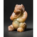 A Carved Jade Bear, Liao or Yuan Dynasty 遼或元代玉雕熊 Width 5.5 cm, height 8.1 cm. 寬 5.5 cm, 高 8.1 cm.