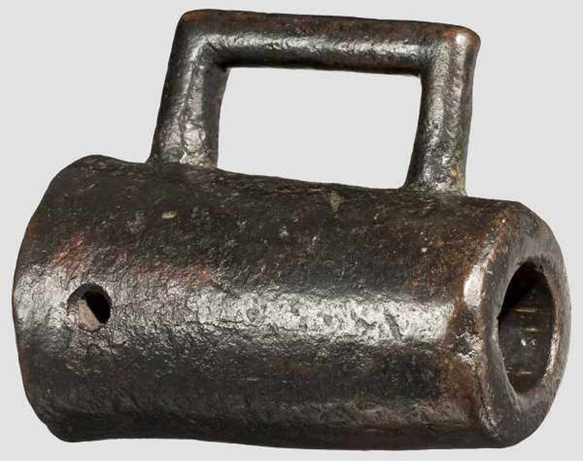 Kammerstück eines Hinterlader-Geschützes, deutsch, 1. Hälfte 16. Jhdt. Bronze mit dunkler