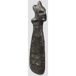 Steinbeil mit Kopf, Taino-Kultur, Karibik, 11. - 15. Jhdt. Ritualbeil aus weichem Stein mit