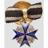 Orden Pour le Mérite - Knopflochminiatur Einseitig konvex, aus vergoldeter Bronze gefertigte 18 mm-