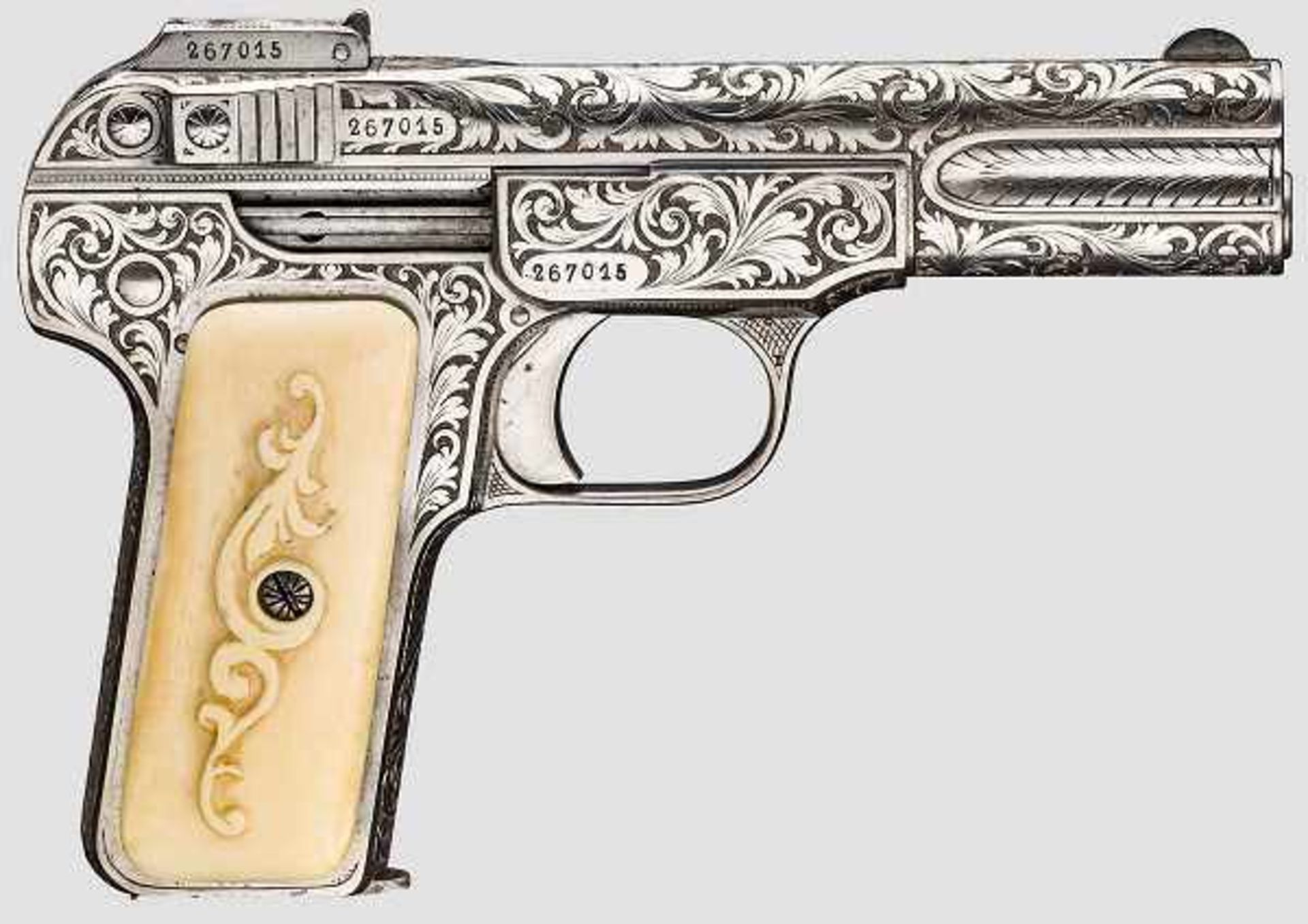 FN Mod. 1900, graviert Kal. 7,65 mm Browning, Nr. 267015, nummerngleich, blanker Lauf, belgischer - Bild 2 aus 2