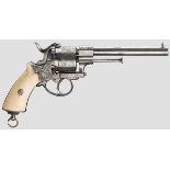 Gravierter Stiftfeuer-Revolver, Lüttich um 1860/70, Nr. 10596 Kaliber 11 mm Lefaucheux,