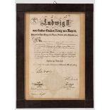 König Ludwig II. von Bayern (1845-86) - Patent für den Bataillonsquartiermeister Johann Tiefel vom