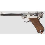 Parabellum Mod. 1914 Kal. 7,65 mm Luger, Nr. 72713. Nicht nummerngleich. Blanker, ersetzter Lauf,