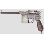 Mauser C 96 "Prewar Commercial", mit Kasten Kal. 7,63 mm Nr. 70293. Nummerngleich bis auf