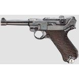 Pistole 08, Mauser, Code "41 - byf" Kal. 9 mm Luger, Nr. 510q. Nummerngleich bis auf Kammerfang ohne