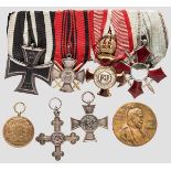 Auszeichnungsnachlass des Telegraphen-Feldwebels Rummel Vierteilige Ordensschnalle mit Preußen: