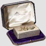 Kaiser Wilhelm II. - a cased silver tobacco box Silver box, the applied signature of "Wilhelm I.