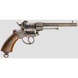 Gravierter Stiftfeuer-Revolver, Lüttich um 1860/70, WaNr. 69 Kaliber 11 mm Lefaucheux.
