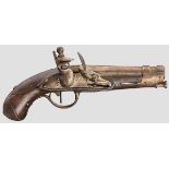 Gendarmeriepistole M 1770 Pistolet de Maréchaussée modèle 1770. An der Pulverkammer seitlich kantig,