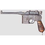 Mauser C 96/16, mit Kasten Kal. 9 mm Luger, Nr. 82377. Nummerngleich bis auf Magazinkastendeckel und