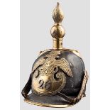 Helm M 1844 für Mannschaften der Infanterie-Regimenter, Russland um 1850 Lederglocke,