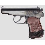 Makarov PM, mit Tasche Kal. 9 mm Mak., Nr. GT4223 (in Kyrilliza). Nummerngleich. Blanker,