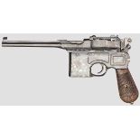 Mauser C 96, "Prewar Commercial" Kal. 7,63 mm, Nr. 272114. Nummerngleich. Lauf matt. Beschuss