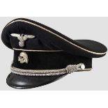 A Visor Hat for Officers of the Allgemeine SS Fine black wool top, black velvet centre band, white