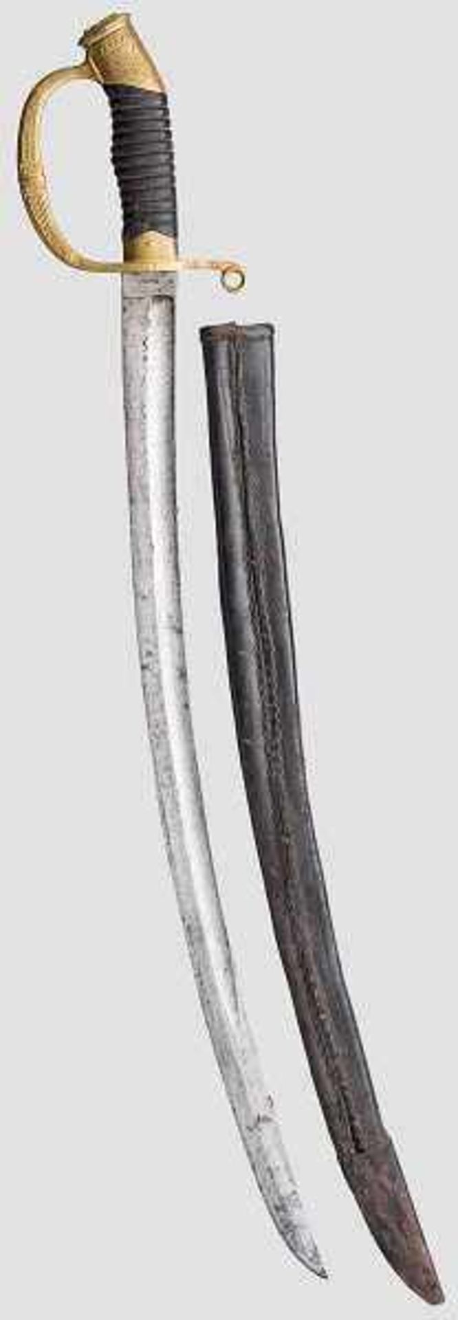 Säbel, aus Teilen zusammengestellt Gekehlte Rückenklinge, Hersteller "E.S. Jung"(?), Länge 64 cm.
