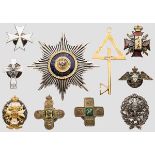 Zehn überwiegend russische Auszeichnungen als Sammleranfertigungen Bronze, Silber, teils