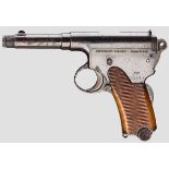 Frommer Mod. 1910, ung. Gendarmerie u.a. Kal. 7,65 mm Frommer, Nr. 2107. Fast blanker Lauf, Länge 95