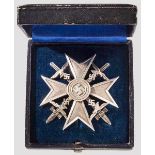 Spanienkreuz in Silber mit Schwertern - Meybauer-Fertigung In Silber geprägtes Kreuz des Berliner