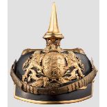 Helm M 1886 für Offiziere der berittenen Truppenteile Schwarz lackierte Lederglocke (verschlossene