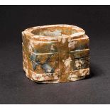 A Jade Cong, Liangzhu Culture 良褚文化玉琮 Width 7.9 cm, height 6.1 cm, depth 7.9 cm. 寬 7.9 cm, 高 6.1