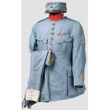 Uniform für Angehörige der berittenen Artillerie im Ersten Weltkrieg Rock aus graublauem