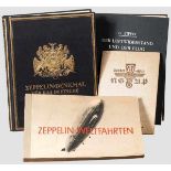 Vier Bücher Zeppelin und Zeitgeschichte Zigarettenbilderalbum "Zeppelin-Weltfahrten", mit 264
