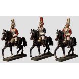 Drei Lineol Life und Horse Guard Offiziere zu Pferd, mit gezogenem Degen Drei Figuren, Lineol, 7