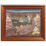 Miniatur, Indien, Kotah/Bundi, 19. Jhdt. Gouache auf Papier. Ein Gruppe von Yogis bei rituellen