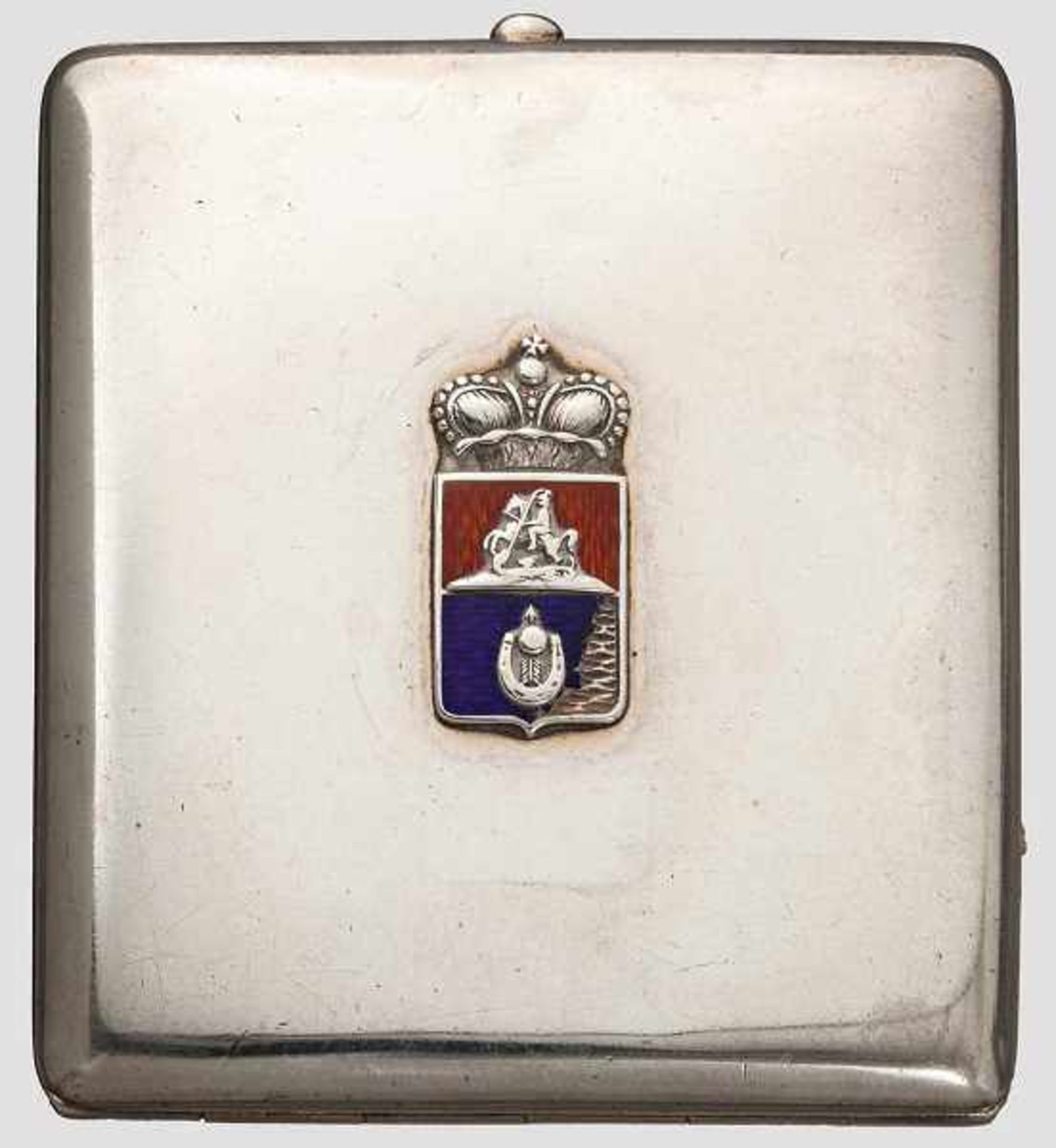 Silbernes Zigarettenetui mit Wappen von Fürst Sviatopolk-Mirsky, Russland/Polen, zwischen 1893 und