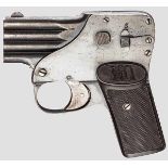 Pistole Regnum, August Menz, Suhl, um 1900 Kal. 6,35 mm, Nr. 2528. Blankes, vierfaches, kippbares