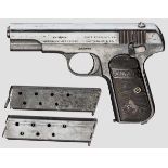 Colt Pocket Mod. 1903, Hammerless Kal .32, Nr. 181874. Blanker Lauf. Achtschüssig. Beschuss Adler/N.