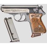 Walther PPK, ZM Kal. .22 l.r., Nr. 229961K. Blanker Lauf. Siebenschüssig. Beschuss Krone/N.