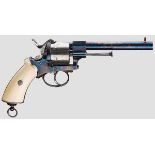 Gebläuter Stiftfeuer-Revolver, Nr. 12322 Kaliber 11 mm Lefaucheux, sechsschüssig, Double Action.