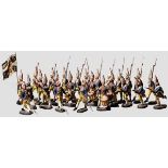 26 friderizianische Elastolin-Soldaten mit Fahnenträger Konvolut mit 26 friderizianischen
