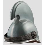 Helm M 1905 für Offiziere der Dragoner, Erster Weltkrieg Grau lackierter Pappkorpus, von